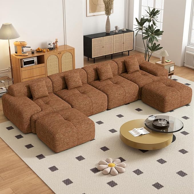 158" U Shaped Convertible Modular Couch, Cloud Couch Sectional by Nebuaegis