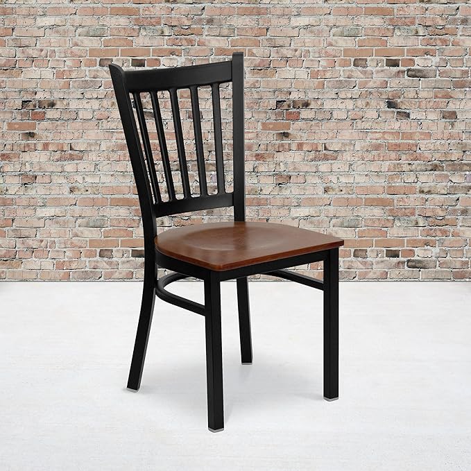 Flash Furniture HERCULES Series Black Vertical Back Metal Restaurant Chair - Image 2