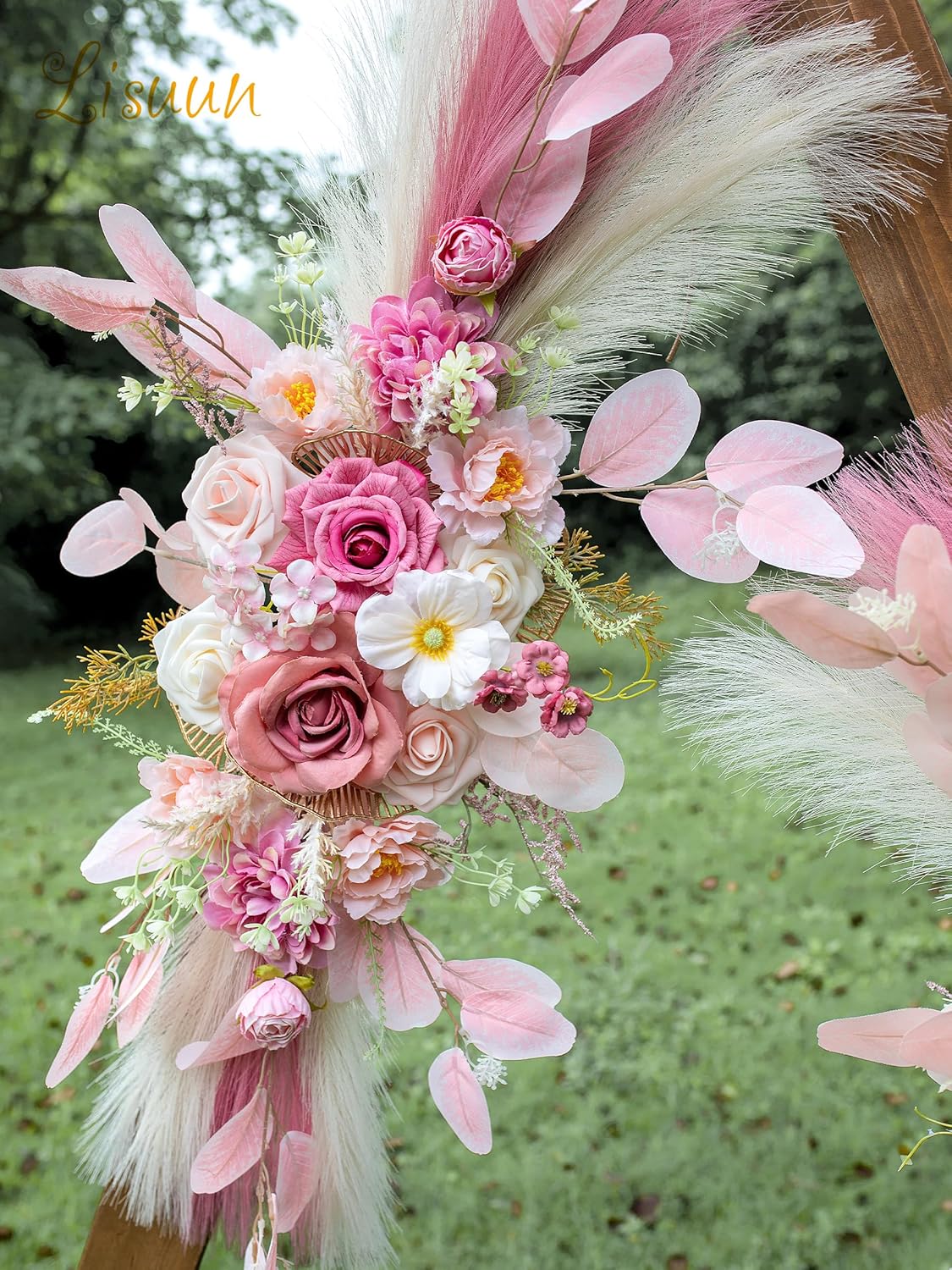 Wedding Arch Flowers, Artificial Flowers for Decoration, Large Flower Swag for Boho Styles Wedding Ceremony Floral Decor - Pack of 2