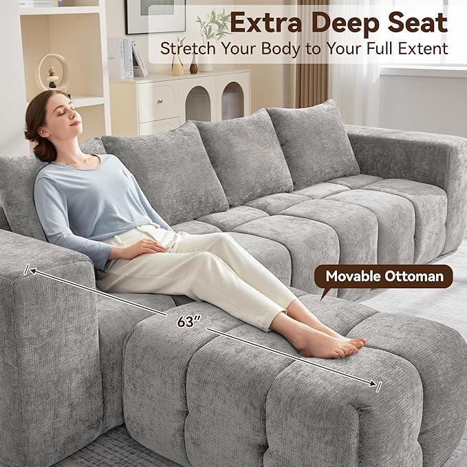 119" Boneless U-Shaped Sofa Couch - Image 4