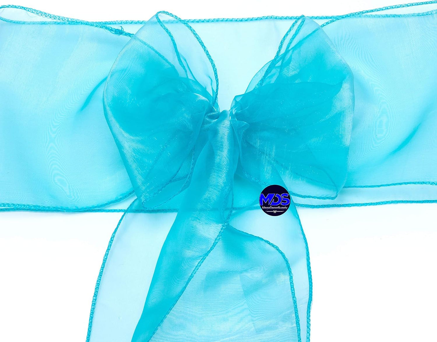 MDS Pack of 100 PCS Organza Chair Sashes Wider Dining Chair Bows Ribbon Tie Back for Wedding Party Birthday Bridal Shower Reception Event Banquet Home Chair Cover Decoration - Light Teal
