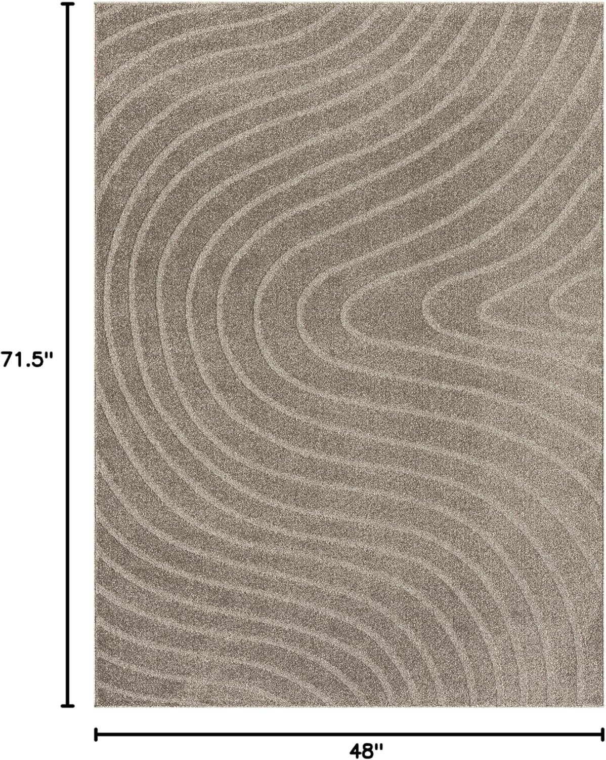 LUXE WEAVERS Modern Geometric Wave Taupe 4x6 Area Rug