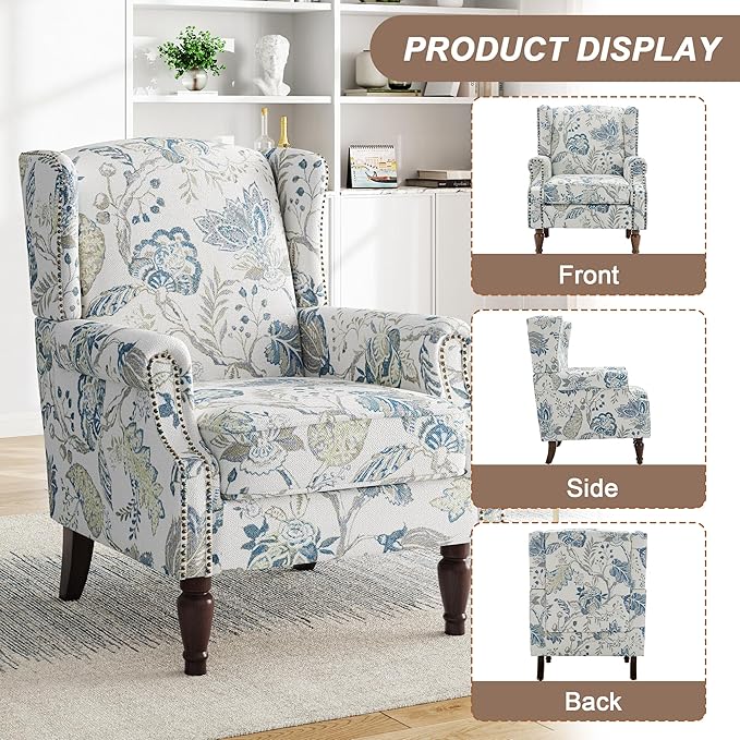 Pia Ricco High Back Floral Accent Chair - Image 3