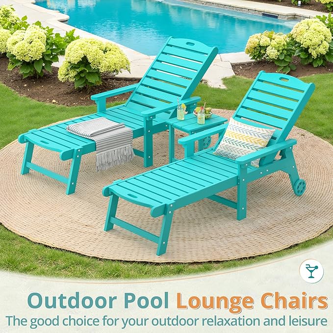 LUE BONA Lounge Chair Outdoor, HDPS Chaise Lounge Outdoor - Image 2