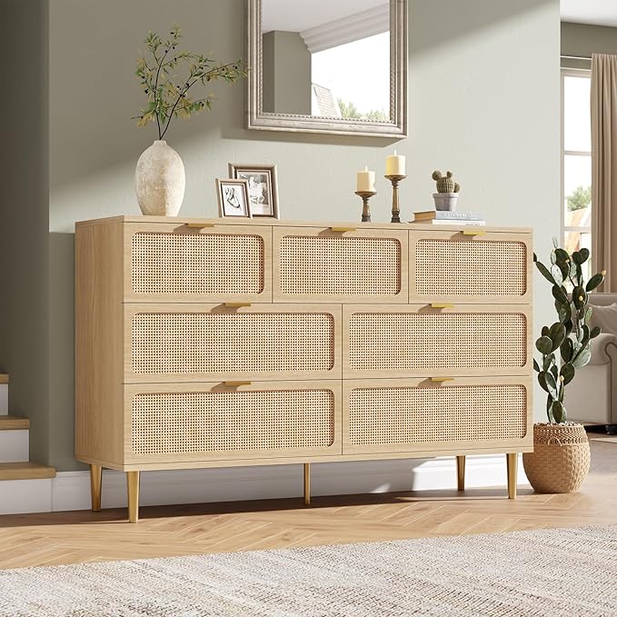 GarveeHome Rattan 7 Drawer Dressers - Image 3