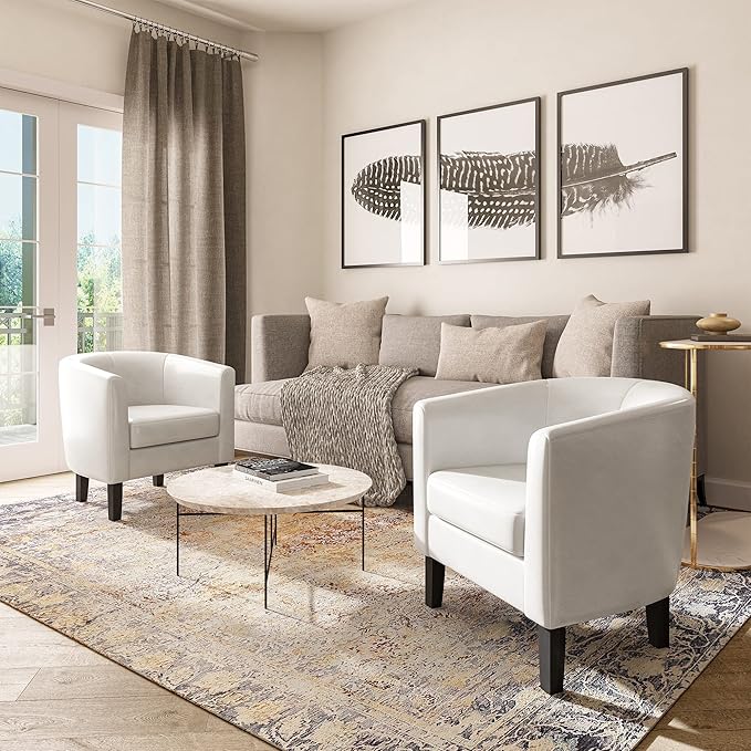 BELLEZE Accent Barrel Chair, Club Tub Sofa Corner Chair - Image 5