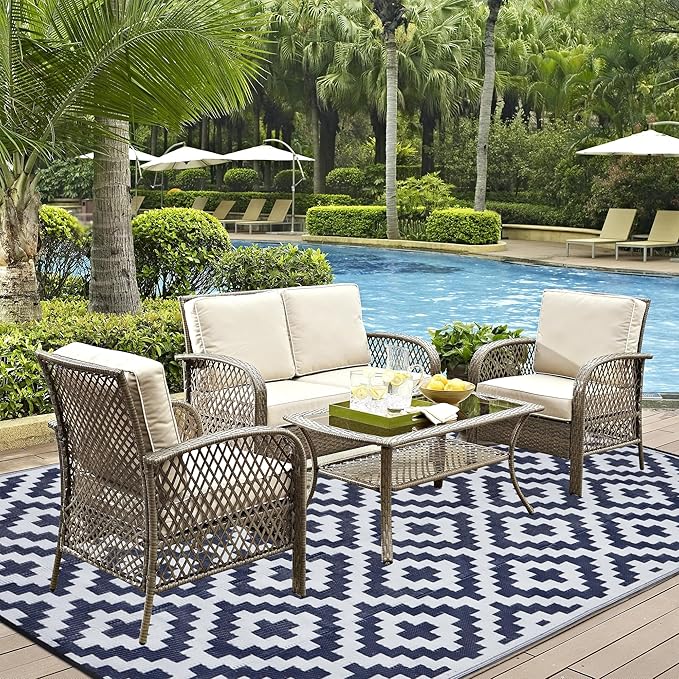 SAND MINE Reversible Mats, Plastic Straw Rug, Modern Area Rug, Large Floor Mat - Image 6