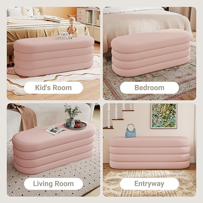Busaurus Storage Ottoman Bench 49.2 Inch Upholstered Fabric Storage Bench - Image 7
