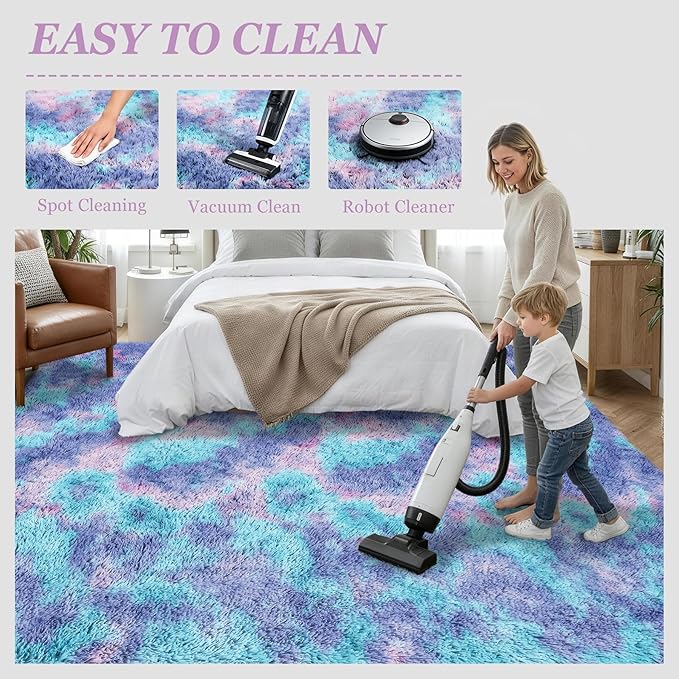 Fluffy Area Rugs 9x12 Living Room Bedroom: Ultra Soft Shag Rug Upgrade Non-Slip - Image 8