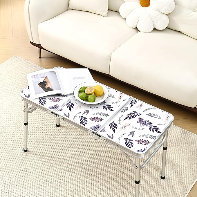 Yriuat Folding Camping Table 3ft Portable Picnic Table Adjustable Height Small - Image 2