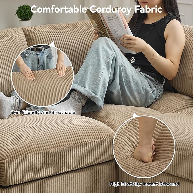 87'' V-Shaped Sectional Sofa Couch, 5-Seater Modular Couches - Image 4