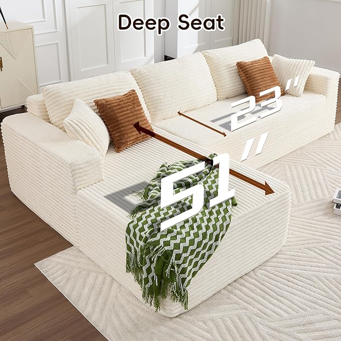 108" Boneless Couch, L-Shaped Modular Sectional Sofa - Image 3