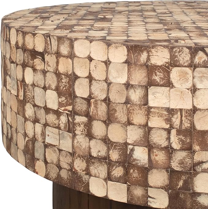 East at Main Mila Brown Coffee Table – Round Boho Pedestal Table - Image 4