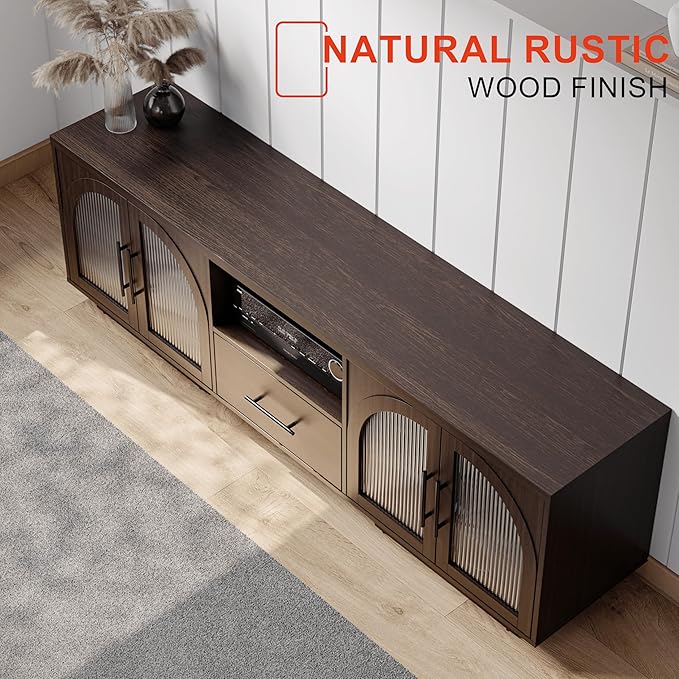 70" LED TV Stand with Storage for 75/80" TVs, Faux Marble Entertainment Center - Image 4
