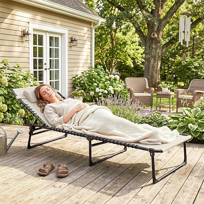 Outsunny Folding Chaise Lounge Chair, Patio Sun Tanning Chair, Outdoor Chaise - Image 9