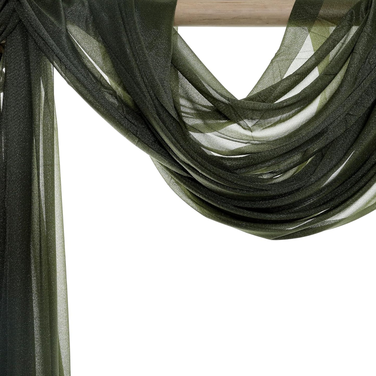 VDS Pack of 2 Panel (30 Inch X 50 Feet) Wedding Arch Draping Fabric Sheer Chiffon Fabric Drapery for Wedding Ceremony Reception Swag Backdrop Canopy Chuppah ARBO Altars Decoration (Olive)