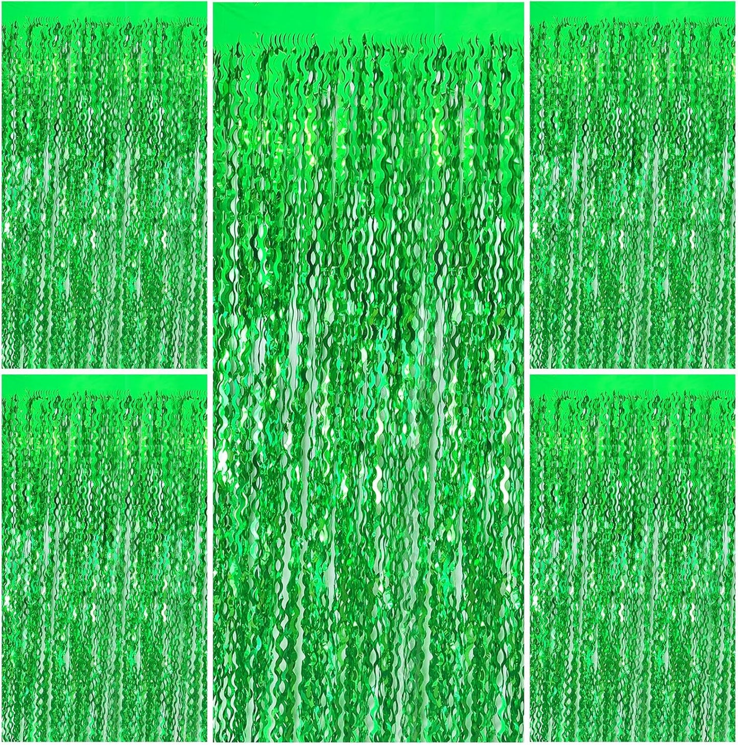 Green Streamers Foil Fringe Backdrop Curtains Photo Booth Props Tinsel Backdrop for Birthday Dinosaur Animal St Patrick's Day Jungle Theme Forest Football Christmas Party Decorations