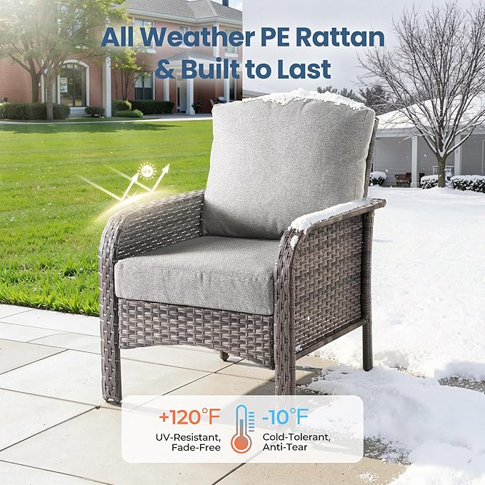 Wicker Patio Furniture Set High Back Loveseat Sofa Couch Armchair Coffee Table - Image 8