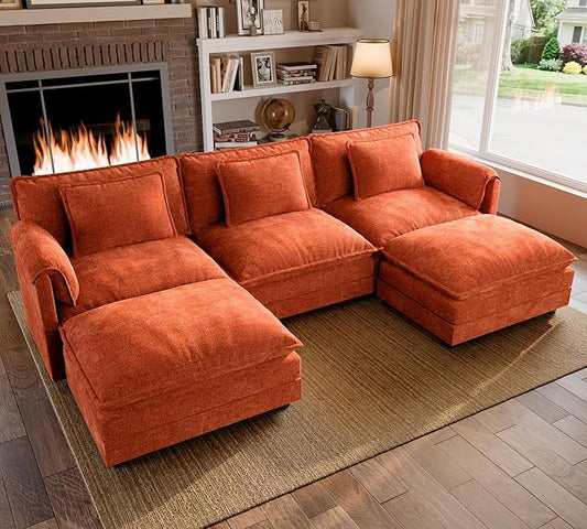 ELUCHANG Oversized 116" Modular Sectional Sofa, Comfy Cloud Couch, U Shaped by ELUCHANG