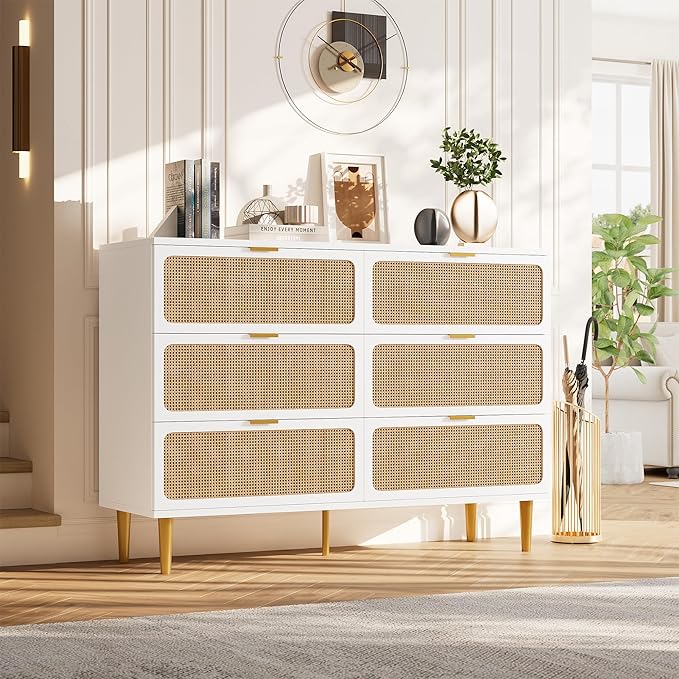 GarveeHome Rattan 6 Drawer Dressers - Image 3