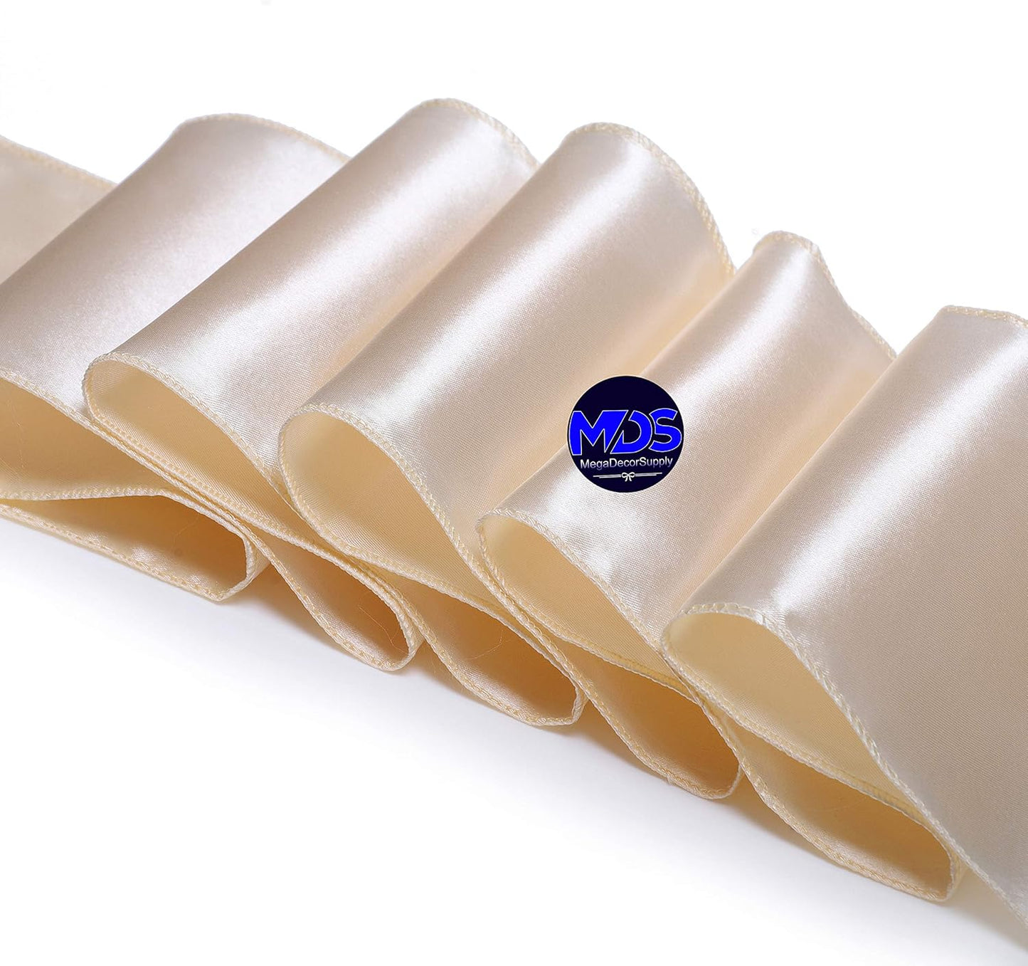 MDS Pack of 50 PCS Satin Chair Sashes Charmeuse Sateen Dining Chair Bows Ribbon Ties Back Sash for Wedding Party Birthday Home Hotel Restaurant Banquet Decoration (7 x 108 Inch, Cream)