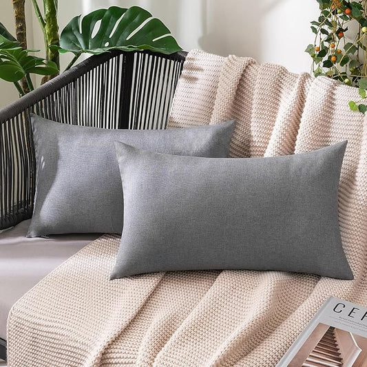 MIULEE Pack of 2 Decorative Outdoor Solid Waterproof Throw Pillow Covers Faux by MIULEE