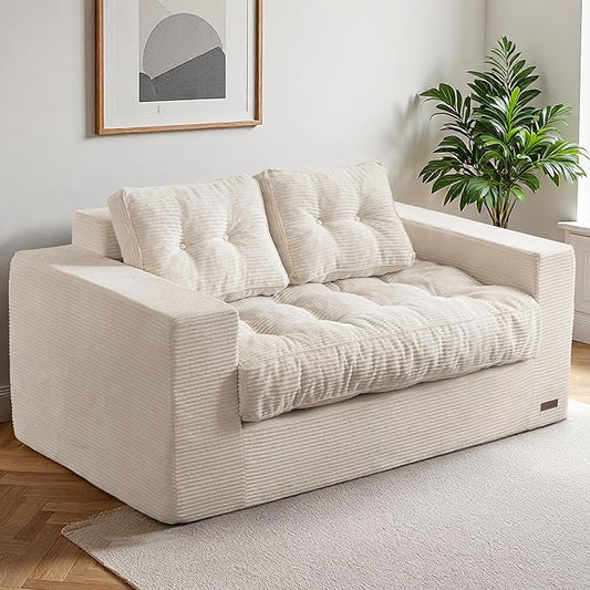 MAXYOYO Loveseat Sofa Couch, Upholstered Bean Bag Chair Cloud 2-Seat by MAXYOYO