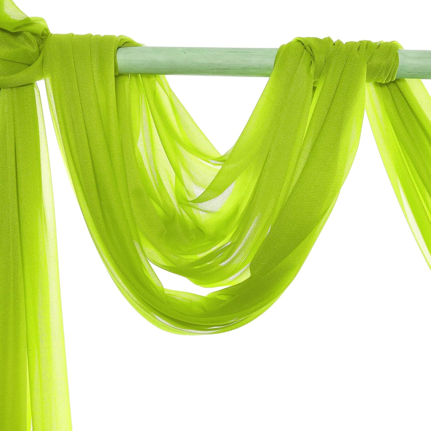 VDS Pack of 2 Panel (30 Inch X 100 Feet) Wedding Arch Draping Fabric Sheer Chiffon Fabric Drapery for Wedding Ceremony Reception Swag Backdrop Canopy Chuppah ARBO Altars Decoration (Parrot Green)