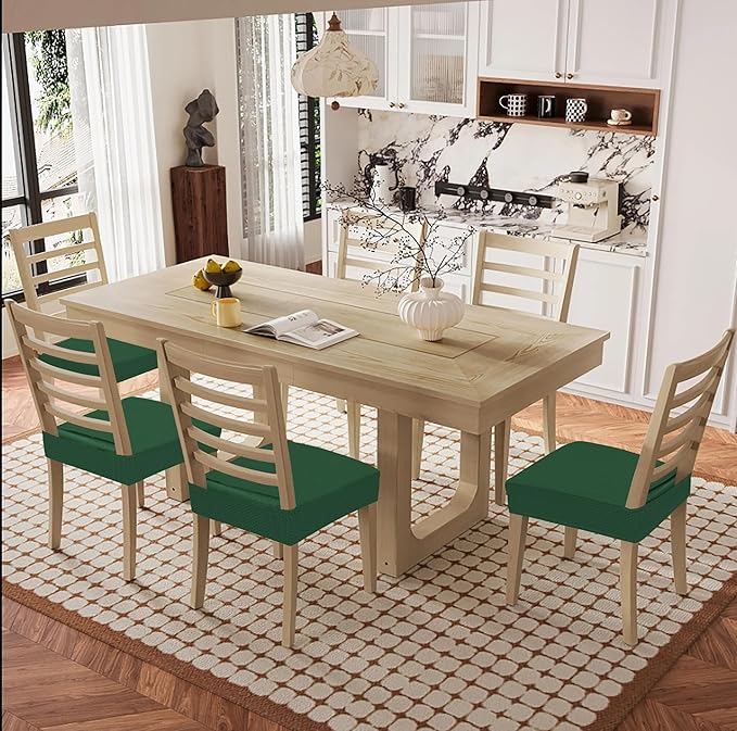 Smiry Waterproof Seat Covers for Dining Room Chairs Set of 4, Stretch Jacquard - Image 8