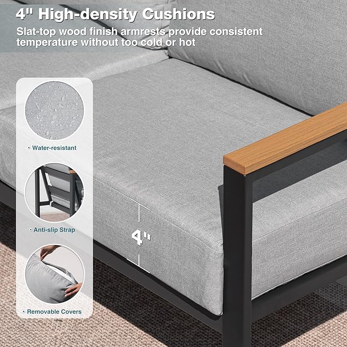 Patio Furniture Set, 4 Pieces Outdoor Patio Furniture - Image 4