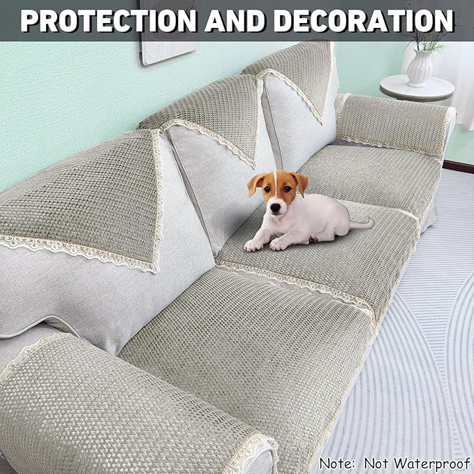 Couch Arm Cover, Sofa Arm Covers, Non-Slip Lace Armrest Covers, - Image 4