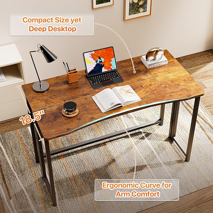 Huuger Folding Desk with Storage Shelf, 39.3 Inch Foldable Computer Table - Image 5