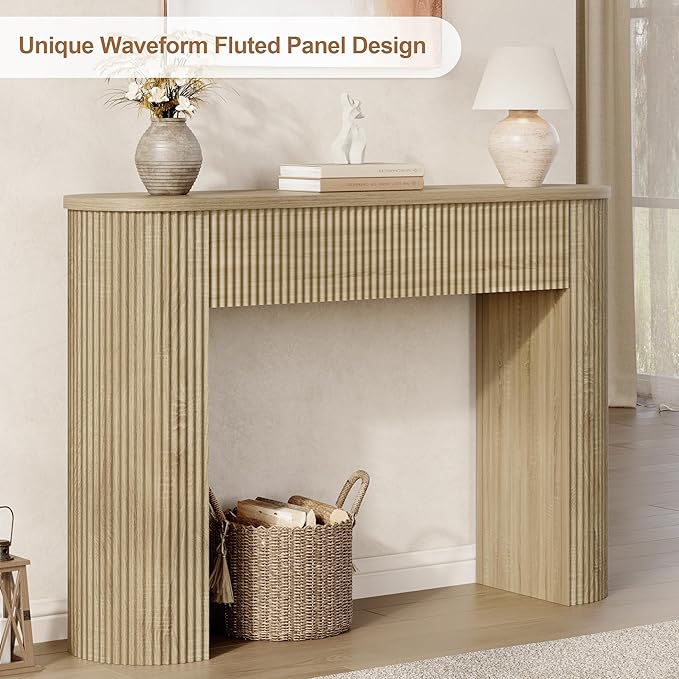MECHYIN 47" Console Table, Fluted Sofa Table - Image 3