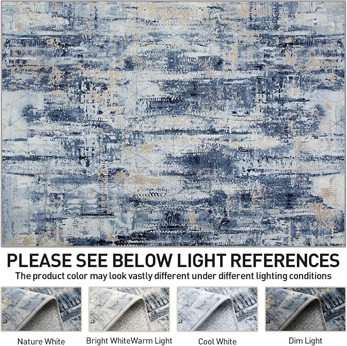 9x12 Area Rugs Washable Rug: Modern Abstract Living Room Rug Soft Anti-Skid - Image 6