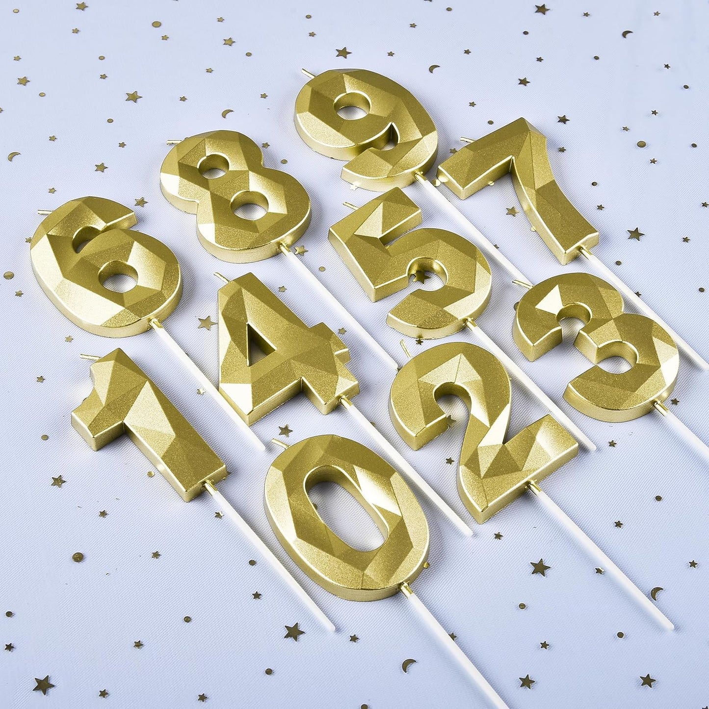 PHD CAKE 2.76 Inch Crystal Gold 1 Number Birthday Candles, Gold Number Candles, Cake Number Candles, Party Celebration