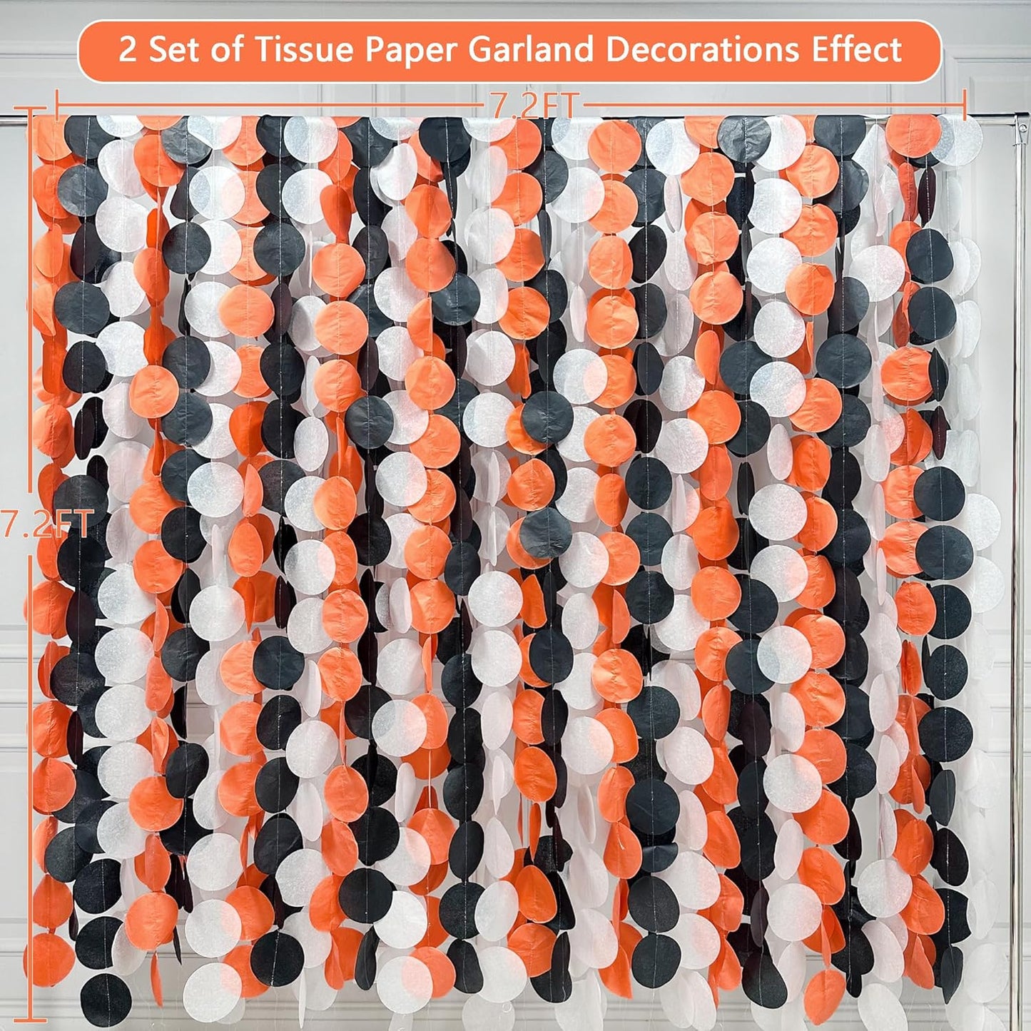 192 Ft Orange Black White Party Decorations Polka Dots Garland Streamer Backdrop for Halloween Fall Autumn Graduation Birthday Baby Shower Wedding Engagement Bachelorette Bridal Shower Party Supplies