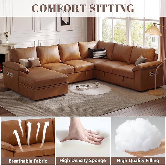 108 Inch Faux Leather Modular Sectional Sofa - Image 5