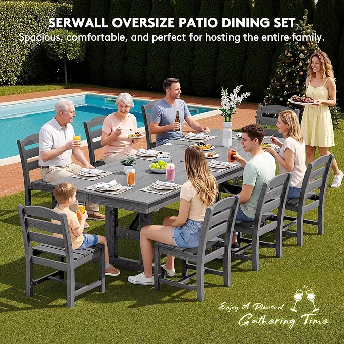 SERWALL Outdoor Armless Dining Chairs Set of 2, All-Weather HDPE Patio Chair - Image 7