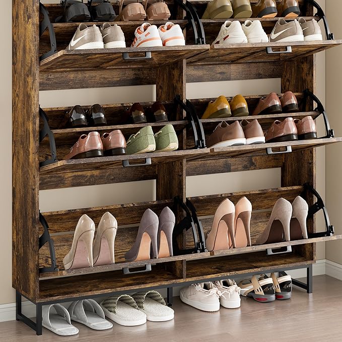 BORNOON Shoe Cabinet with 6 Flip Drawers Narrow Shoe Storage Cabinet Organizer - Image 6