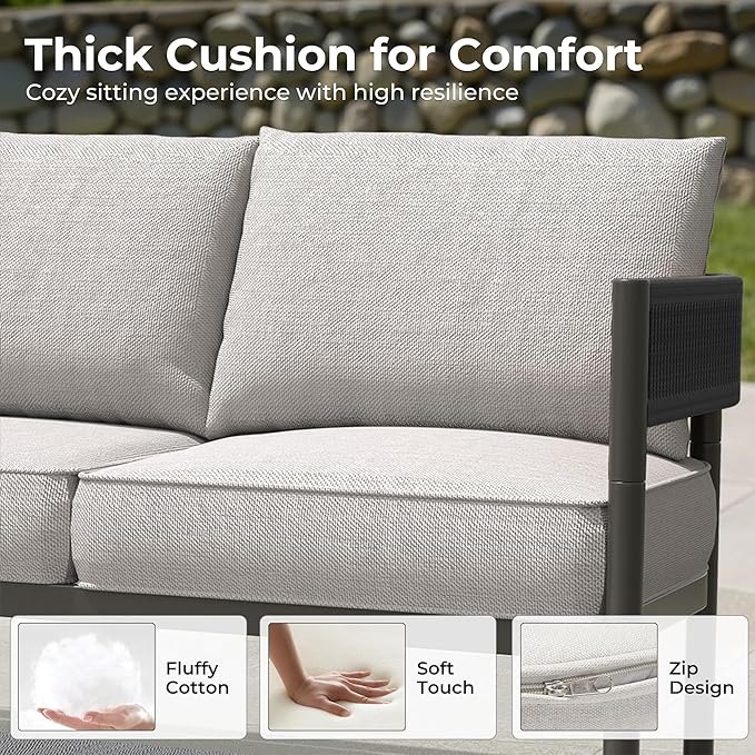 Grand patio 5-Piece Outdoor Furniture Set, 4 Seats Wicker Sofa Conversation Set - Image 5