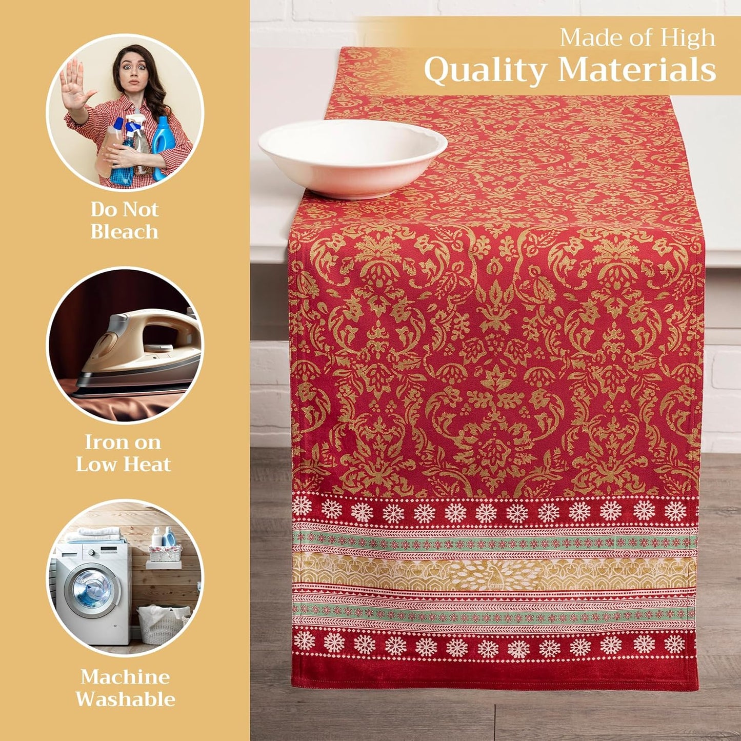 Maison d' Hermine Table Runner 100% Cotton Double Layer Table Runners 108 inches Long Decorative for Home Kitchen Dining Party Baby Shower Wedding Bridal Shower (Sofia, 14.50" x 108")