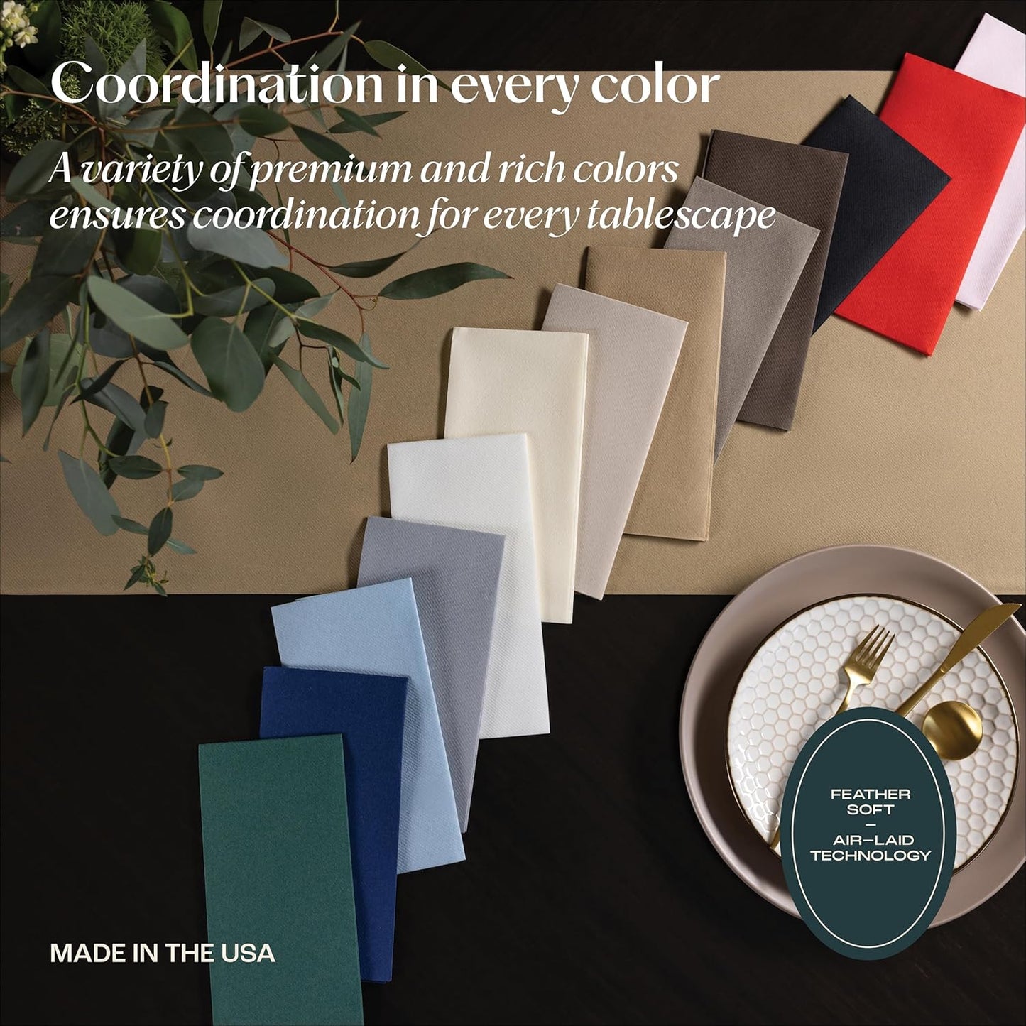 200-Pack Disposable Linen-Feel Champagne Napkins, 12" x 17" Cloth-Like Paper Dinner Napkins For Wedding, Bathroom, Party Or Event