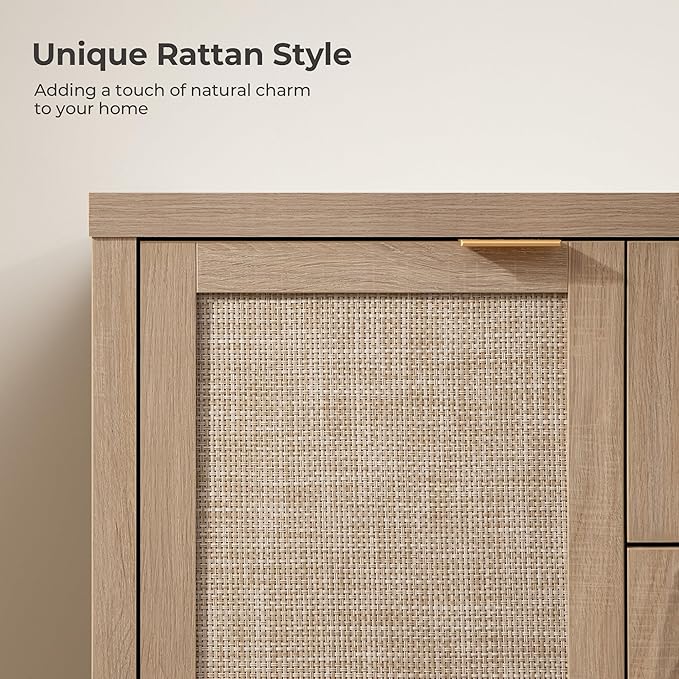SICOTAS Rattan Large Sideboard Buffet Cabinet - Image 3