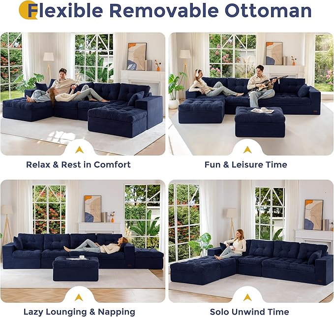 MAXYOYO 132" U Shaped Modular Sectional Sofa - Image 5