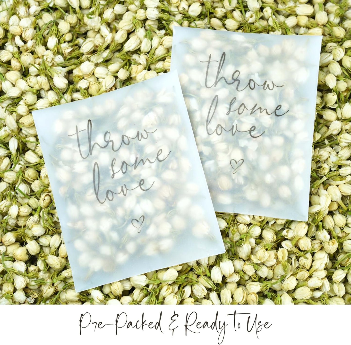 Rainbow Pana 50 Pack Prefilled Confetti Packets | Biodegradable Confetti, Dried Flower Petals | Real Flower Petals to Throw at Wedding, Glassine Bags Rose Wedding Send Off Ideas