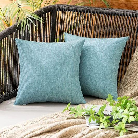 MIULEE Pack of 2 Decorative Outdoor Solid Waterproof Throw Pillow Covers Faux by MIULEE