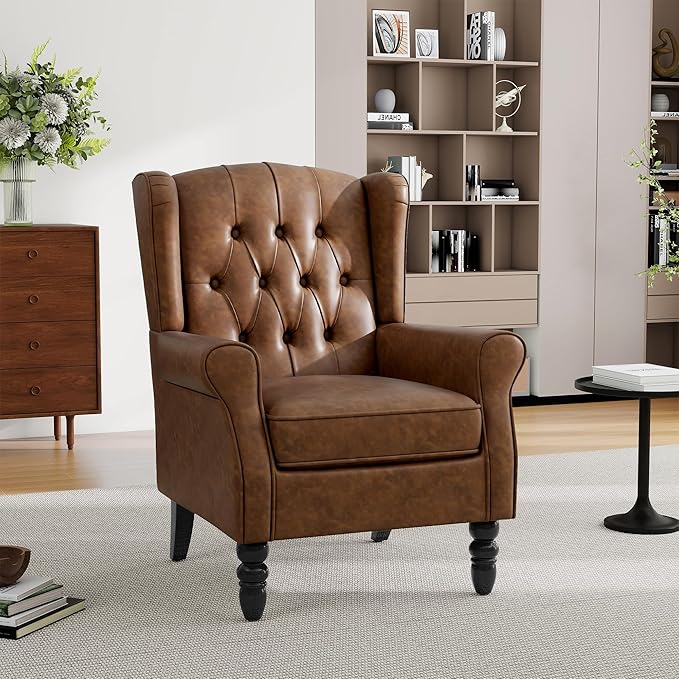 Pia Ricco Set of 2 Mid-Century Modern Wingback Accent Chairs - Image 5