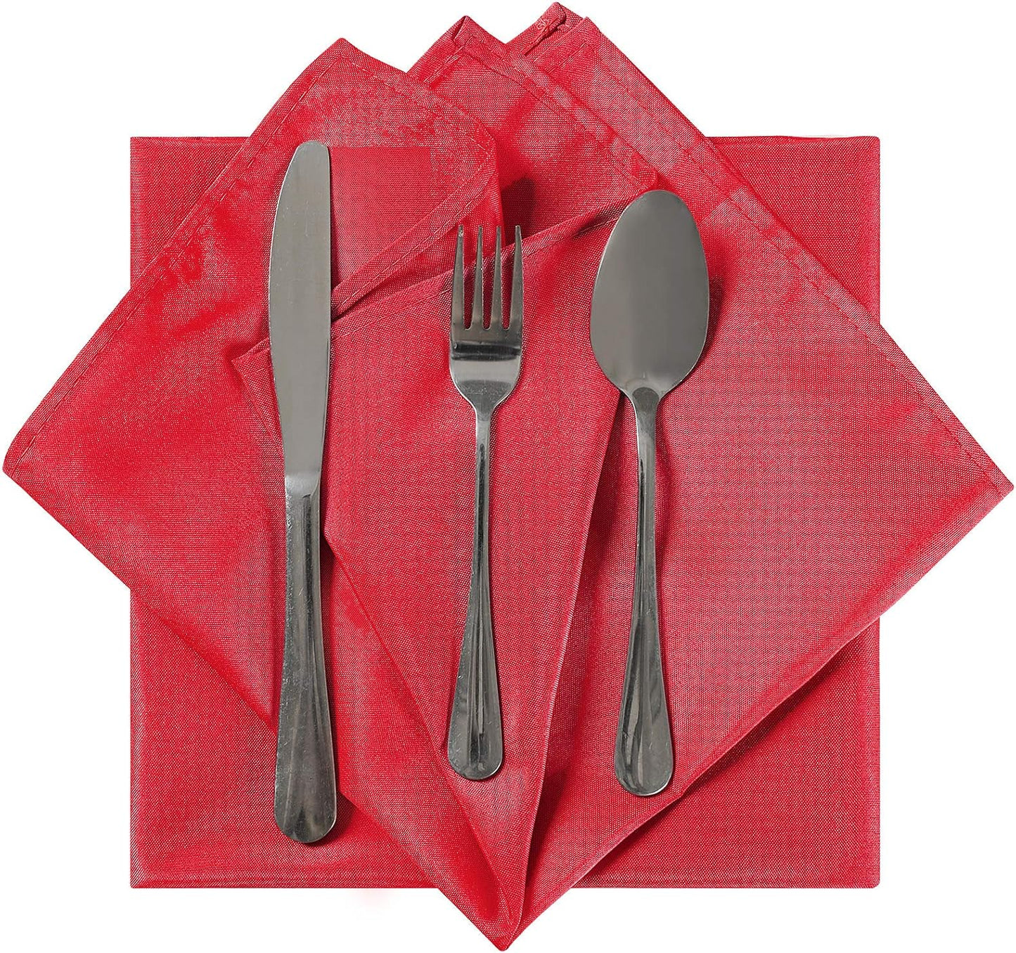 Cloth Napkins 17x17 inch Washable Polyester Dinner Napkins Soft Table Napkins for Wedding Party Dining Banquet(Red,25PCS)