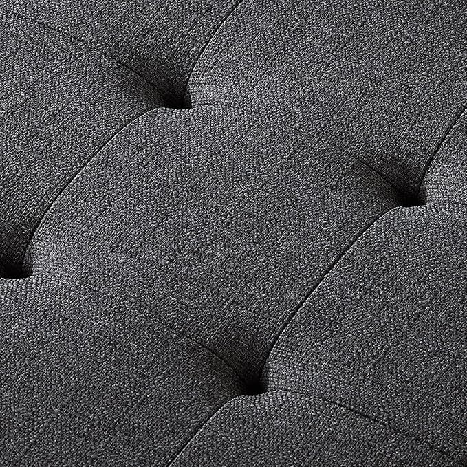 24KF Large Rectangular Upholstered Tufted Linen Fabric Ottoman Bench, Padded - Image 8