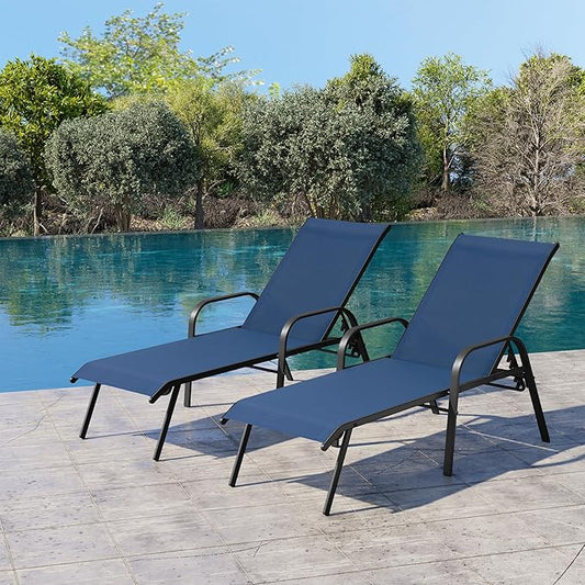 Crestlive Products Outdoor Chaise Lounge Chair, 5-Position Pool Lounge Chairs by CrestliveProducts